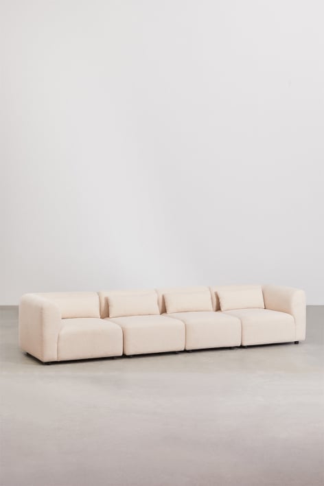 Sofá modular Fogler de 4 peças - Chenille Creme Bege