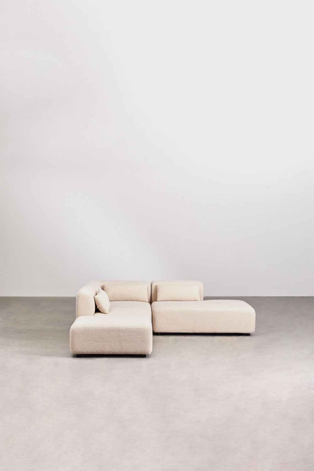 Sofá modular de canto em 3 peças com chaise longue direita e puff ...