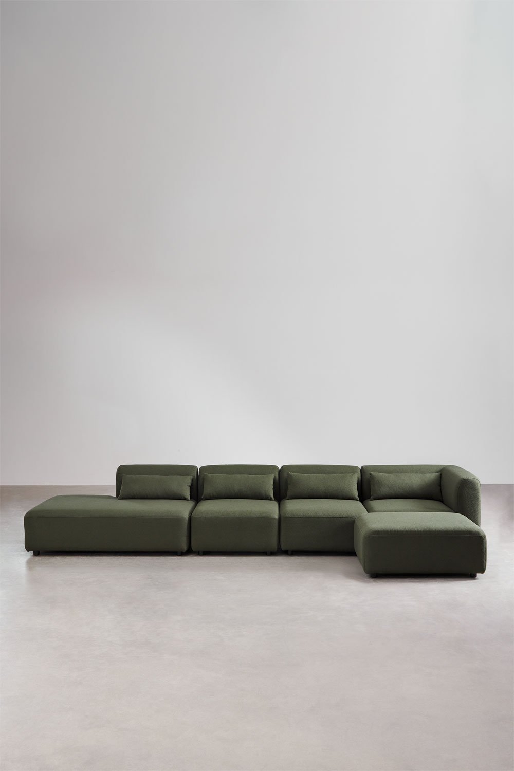 Sofá secional de canto Fogler de 4 peças com chaise longue e pufe à esquerda, imagem de galeria 3