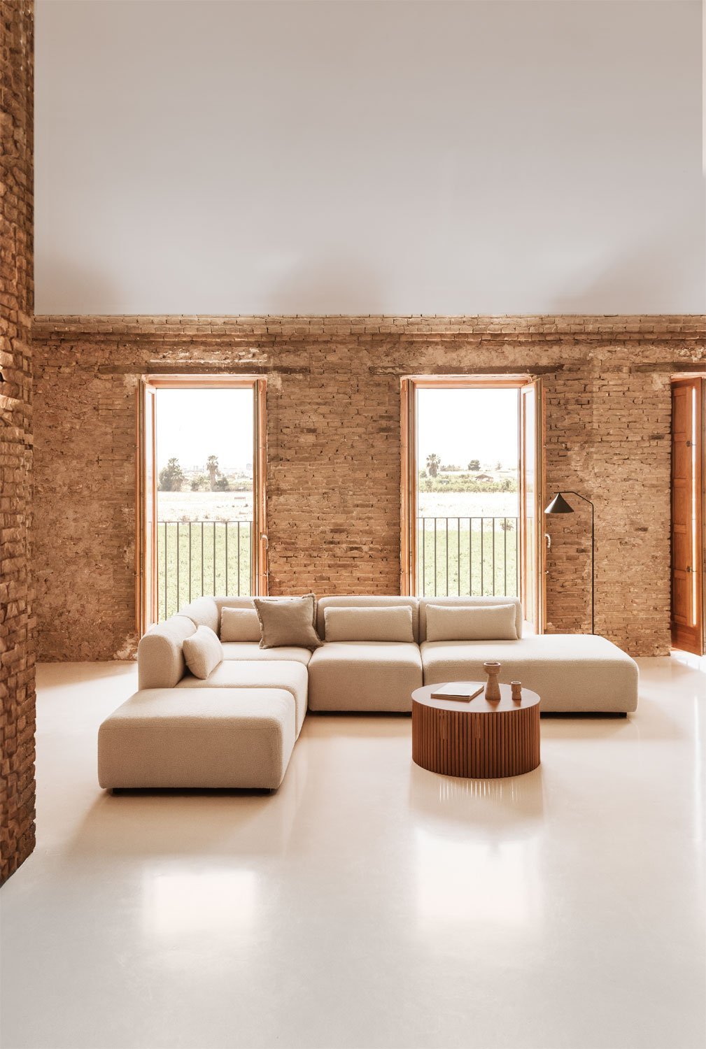 Sofá modular de canto de 4 peças com chaise direita e pufe Fogler, imagem de galeria 15