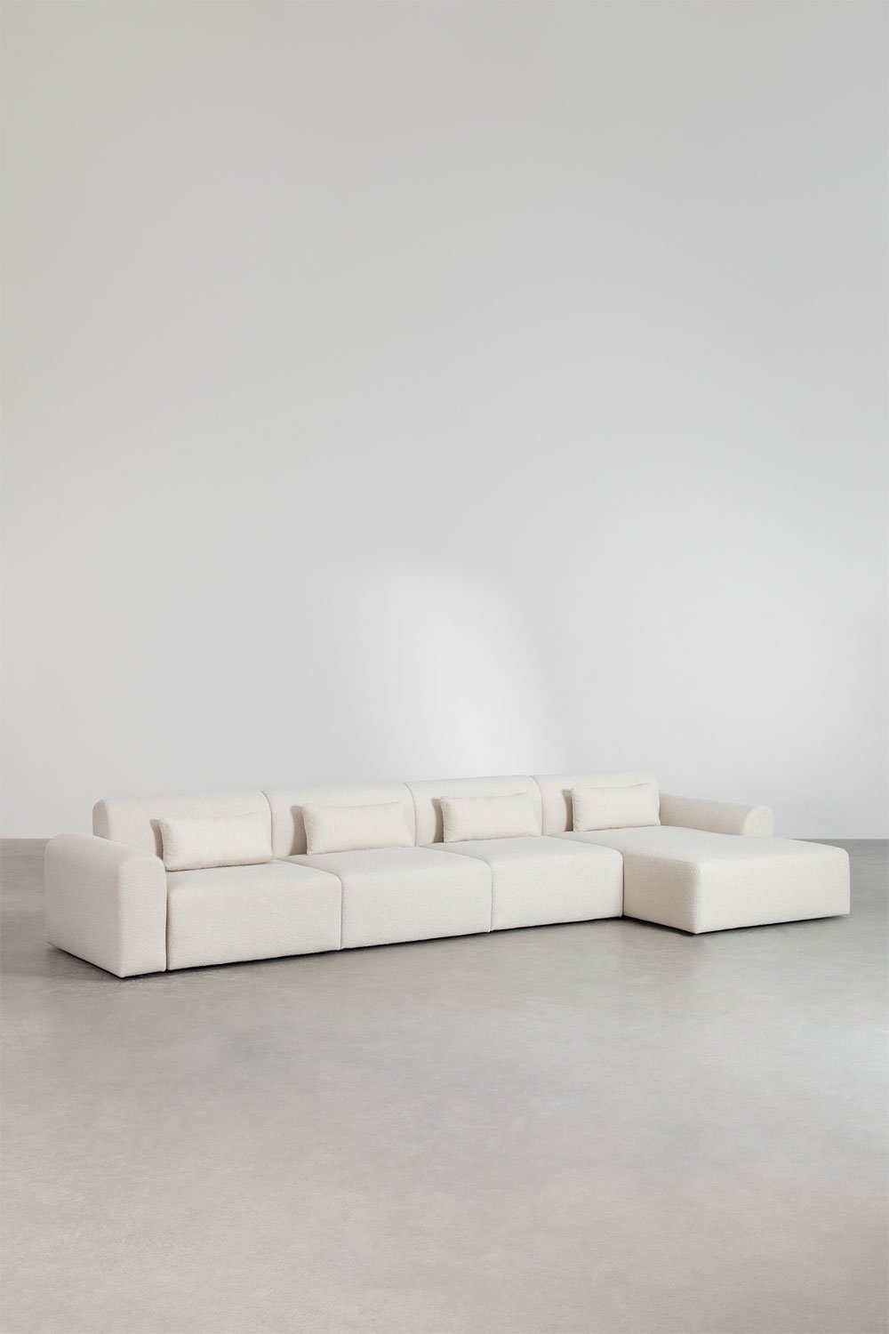 Sofá chaise longue direito modular de 4 peças em tosquia Borjan, imagem de galeria 3