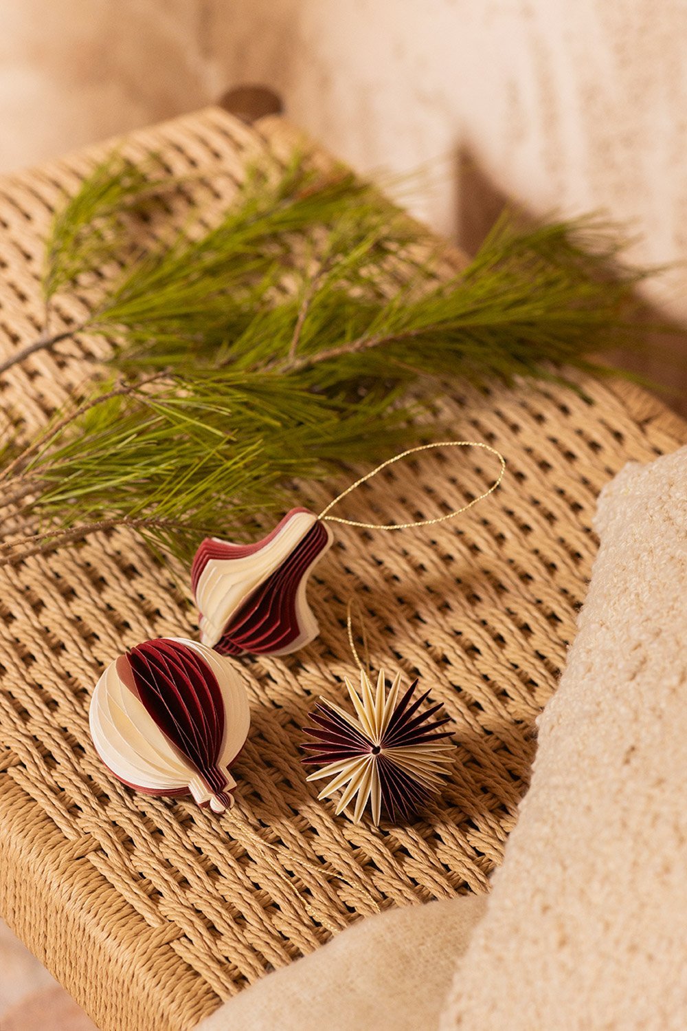 Conjunto de 3 decorações de Natal em papel Luriane  , imagem de galeria 1