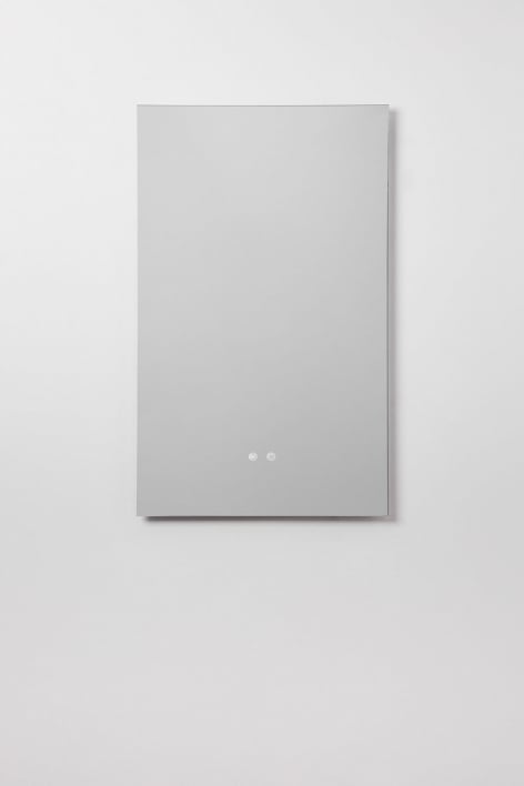 Espelho de parede retangular 55x90 cm para casa de banho com luz LED e antivapor Riben