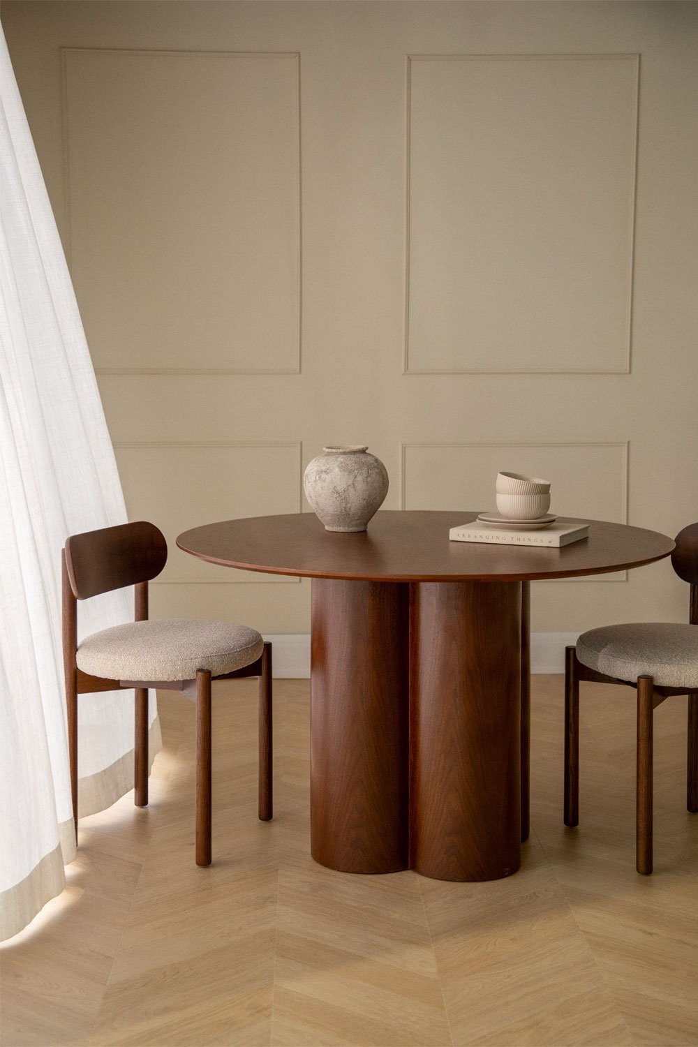 Mesa de jantar redonda de madeira (Ø120 cm) Athena, imagem de galeria 1