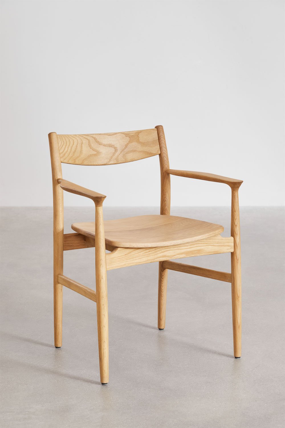 Conjunto de mesa Aura folheado a cerâmica (200x100 cm) e 8 cadeiras de jantar com braços em madeira carvalho Mireita, imagem de galeria 6