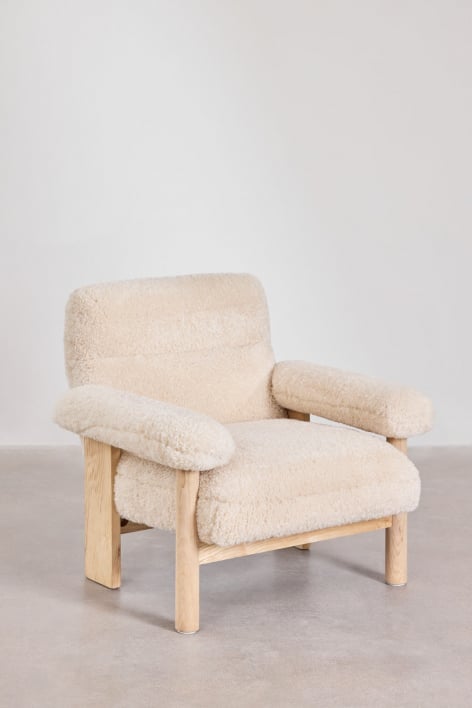 Pack de 2 poltronas em pelúcia e madeira de freixo Bernia Style