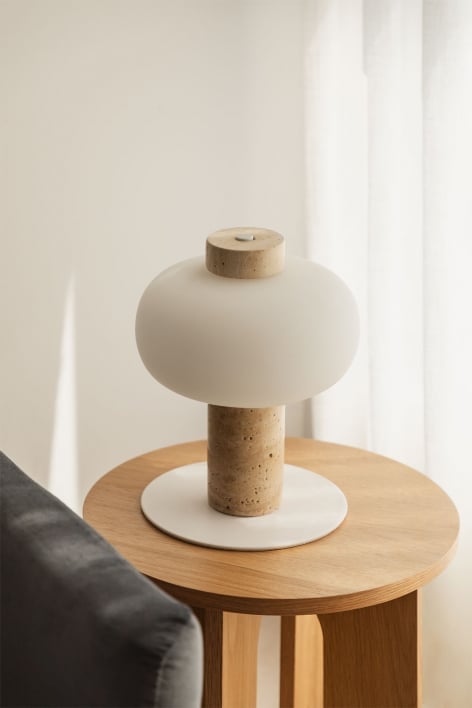 Candeeiro de mesa LED em travertino Garuba
