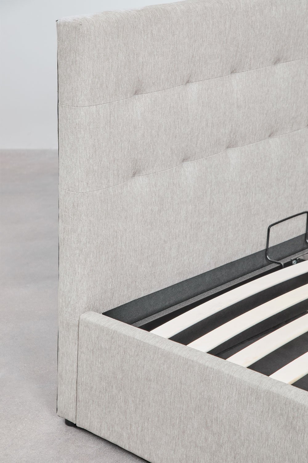 Cama estofada Abiel com base de armazenamento dobrável, imagem de galeria 5