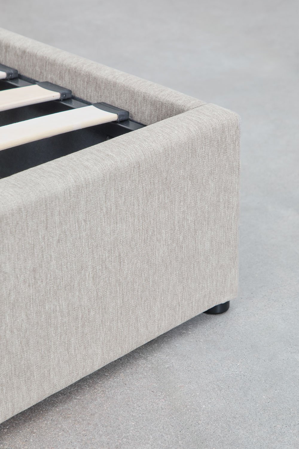 Cama estofada Abiel com base de armazenamento dobrável, imagem de galeria 6