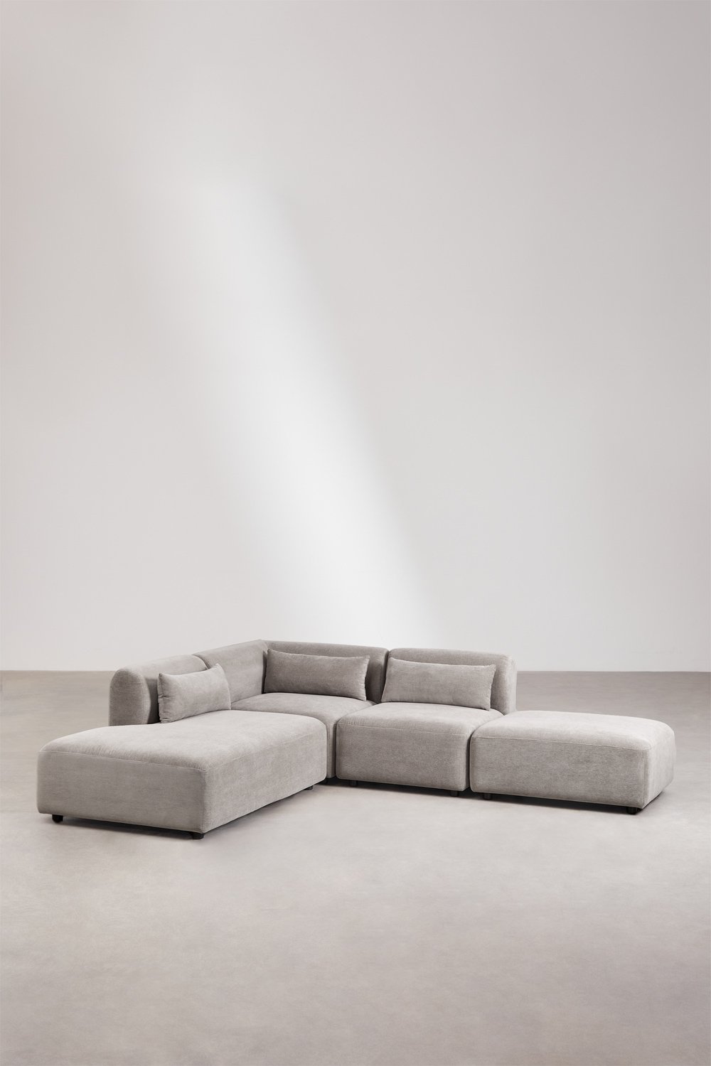 Sofá de canto modular de 3 peças com chaise-longue esquerda e pufe Fogler, imagem de galeria 3