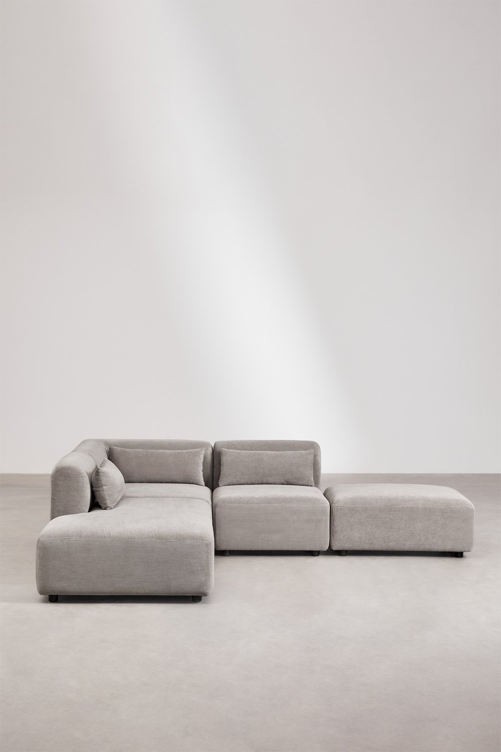 Sofá de canto modular de 3 peças com chaise-longue esquerda e pufe Fogler, imagem de galeria 4