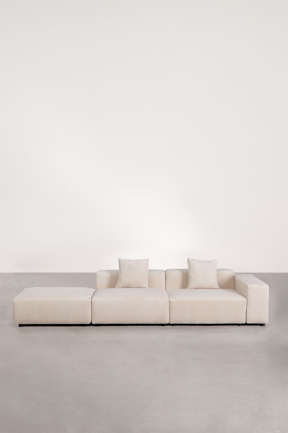 Sofá modular de canto direito de 2 peças com braço baixo e puff ↔︎345 cm Bruna, imagem de galeria 3