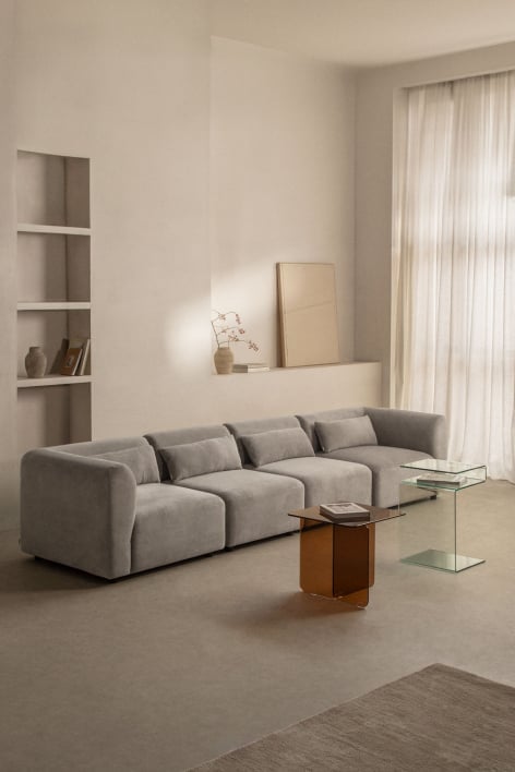 Sofá modular Fogler de 4 peças - Bombazina Toupeira Claro