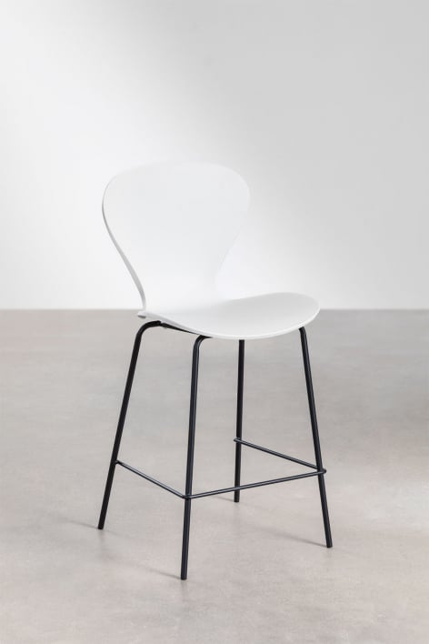 Pack de 2 bancos altos 65 cm em polipropileno branco e pés em ferro preto Uit - Branco