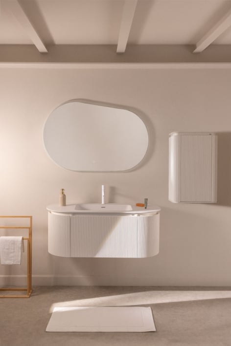 Conjunto de móveis de banheiro em madeira Carsone com pia integrada - Branco