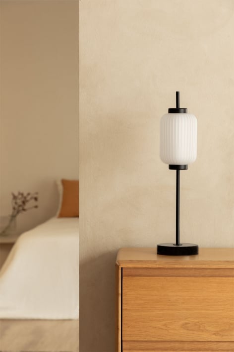 Candeeiro de mesa LED Necsar em ferro e vidro