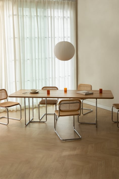 Mesa de jantar retangular em MDF e aço inox Tento