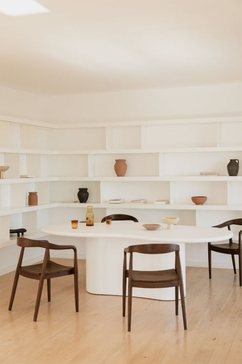 Mesa de jantar oval 230x130 cm em cimento Vaduz