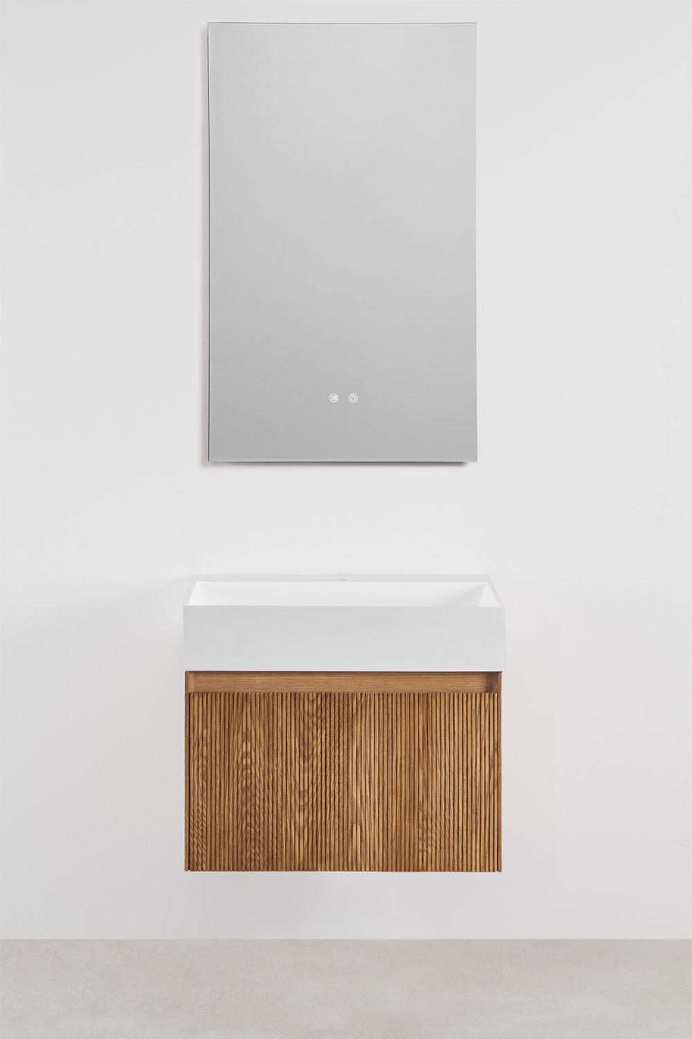 Conjunto de móvel de casa de banho suspenso em madeira com lavatório integrado Aldeia, imagem de galeria 2