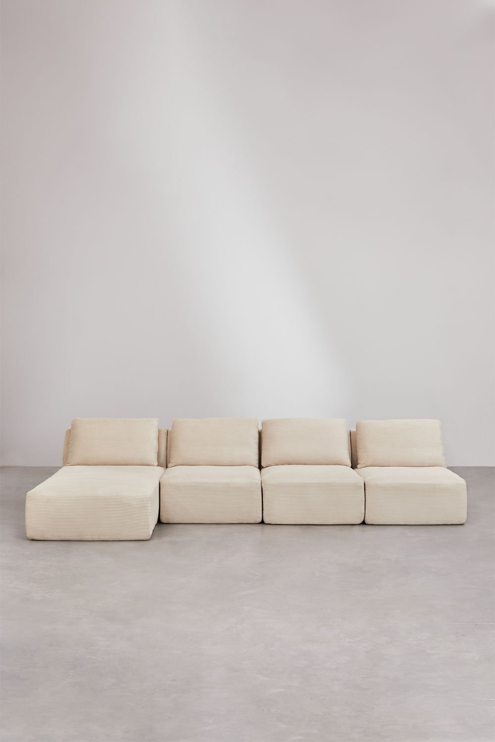 Sofá modular chaise longue esquerdo de 4 peças em veludo embalado a vácuo Temple, imagem de galeria 4