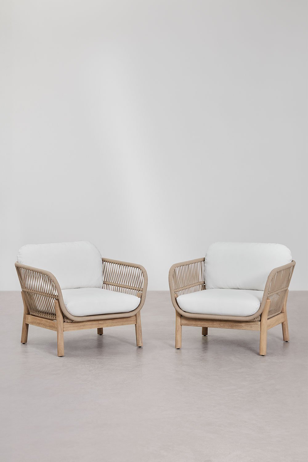 Pacote de 2 poltronas de jardim em alumínio e madeira de acácia Karvia , imagem de galeria 2
