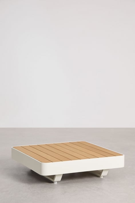 Mesa de centro quadrada 90x90 cm em alumínio e madeira de teca (90x90 cm) Yarilo