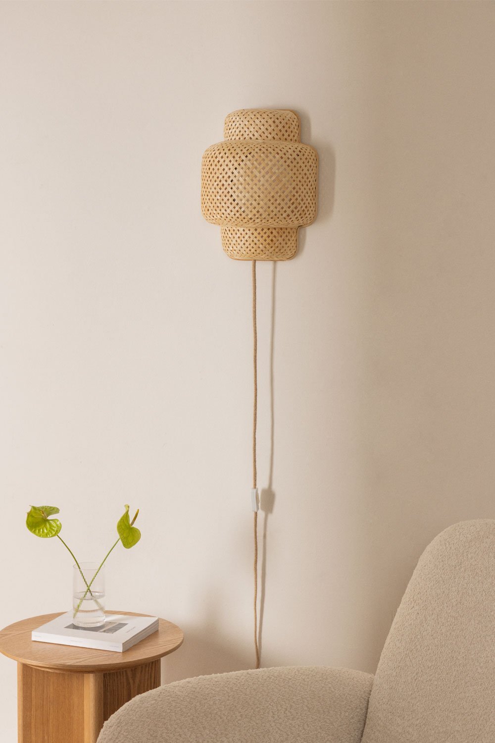 Luminária de parede de bambu Lexie, imagem de galeria 1