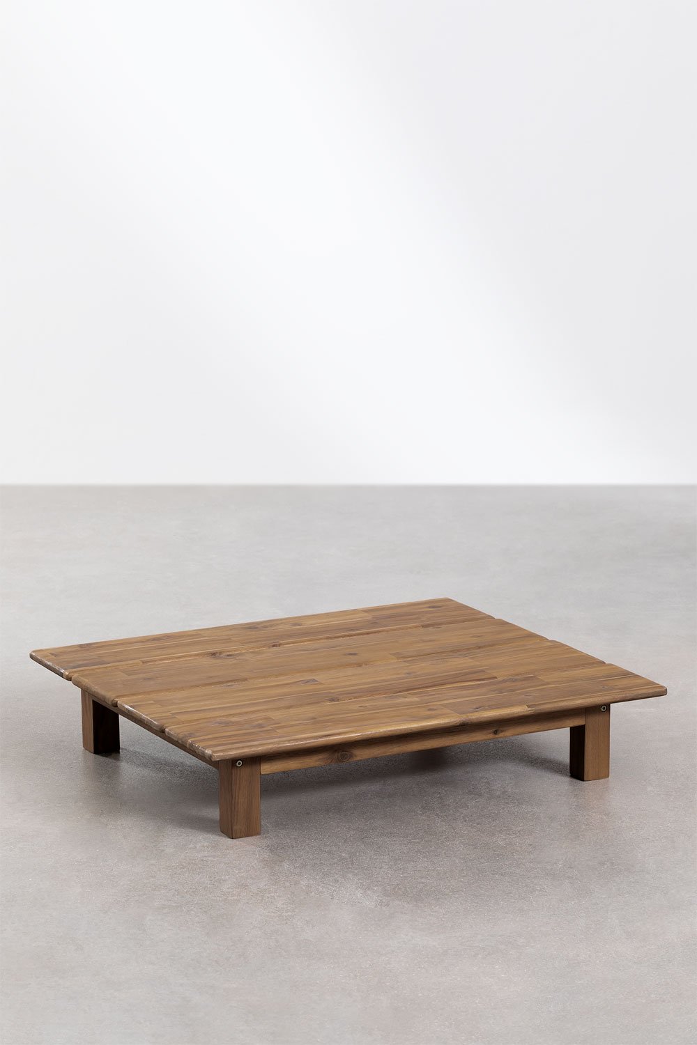 Conjunto de sala de estar com sofá modular reclinável de 4 peças, mesa de centro e puff em madeira de acácia Brina, imagem de galeria 7
