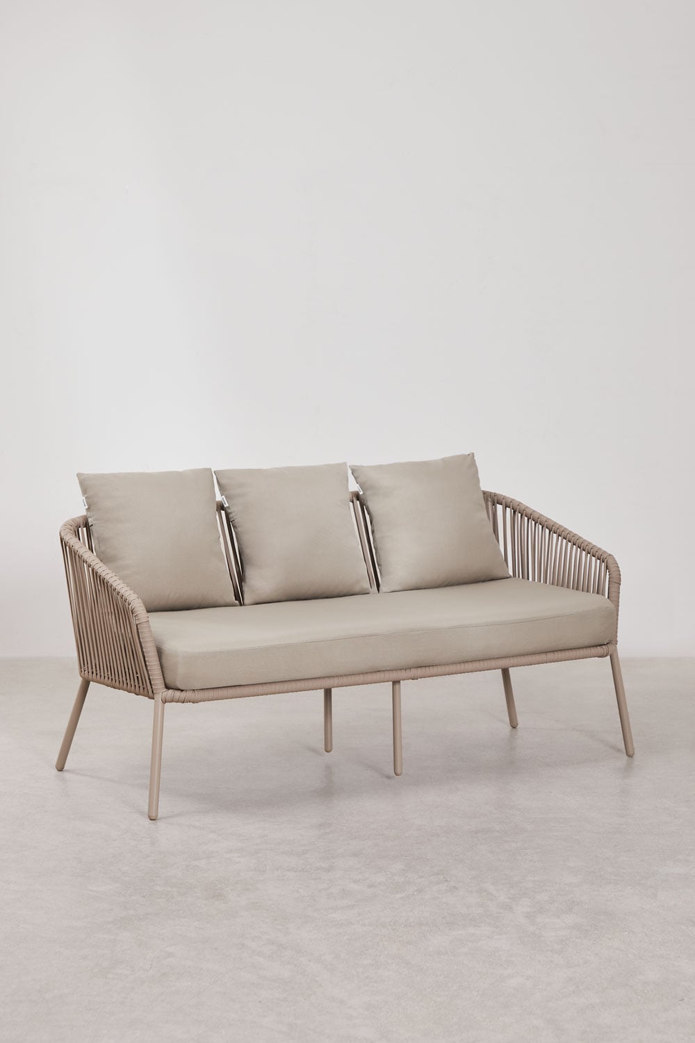 Conjunto de jardim com sofá de 2 lugares, 2 poltronas em corda trançada e mesa de centro Arhiza, imagem de galeria 3