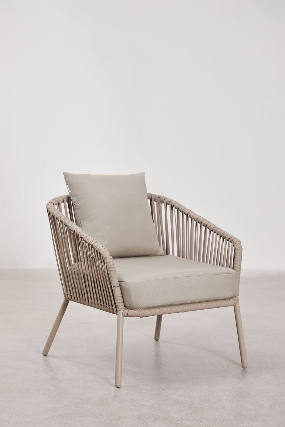 Conjunto de jardim com sofá de 2 lugares, 2 poltronas em corda trançada e mesa de centro Arhiza, imagem de galeria 7