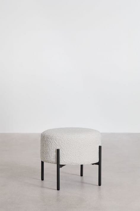 Banco baixo 40 cm em tecido bouclé branco e pés preto mate Anisa