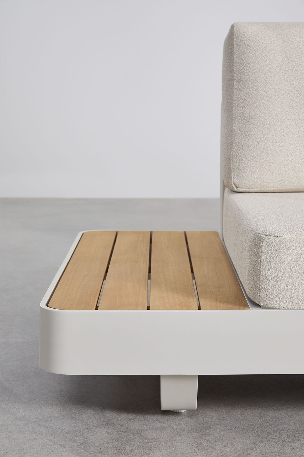 Sofá de jardim modular de 2 lugares em alumínio com mesa lateral esquerda em madeira de teca Yarilo, imagem de galeria 4