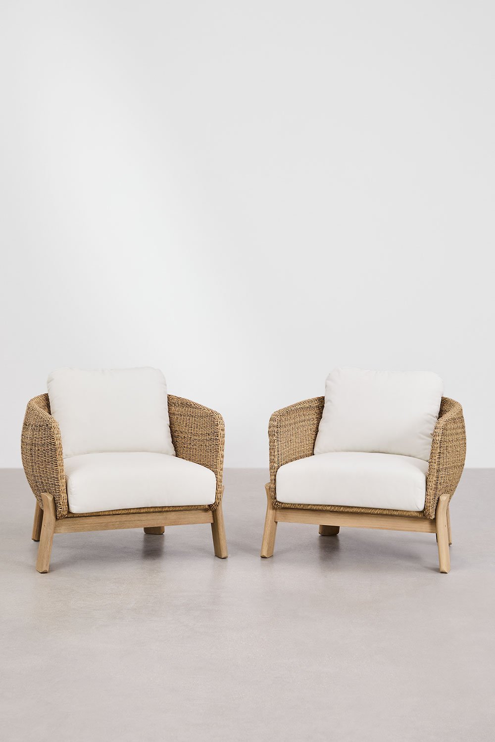 Pacote de 2 poltronas de jardim Leilan em madeira de acácia e rattan sintético, imagem de galeria 3