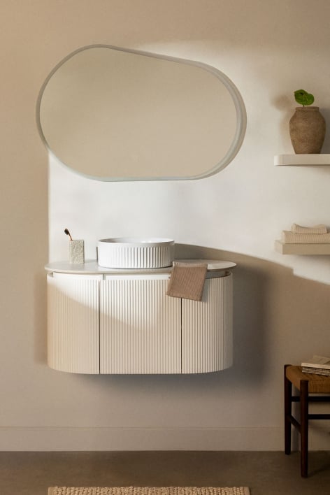 Conjunto de móveis de banheiro de madeira Carsone - Branco