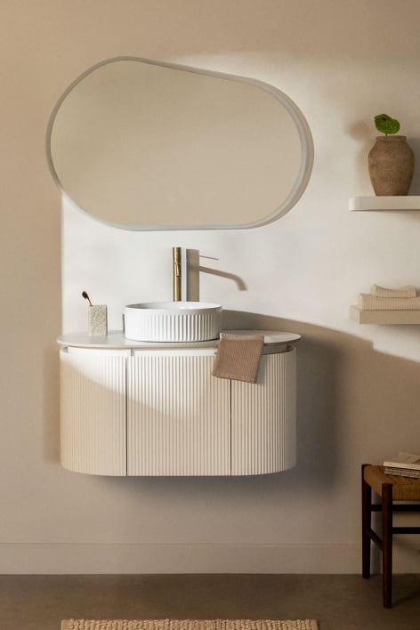 Conjunto de móveis de banheiro de madeira Carsone - Branco