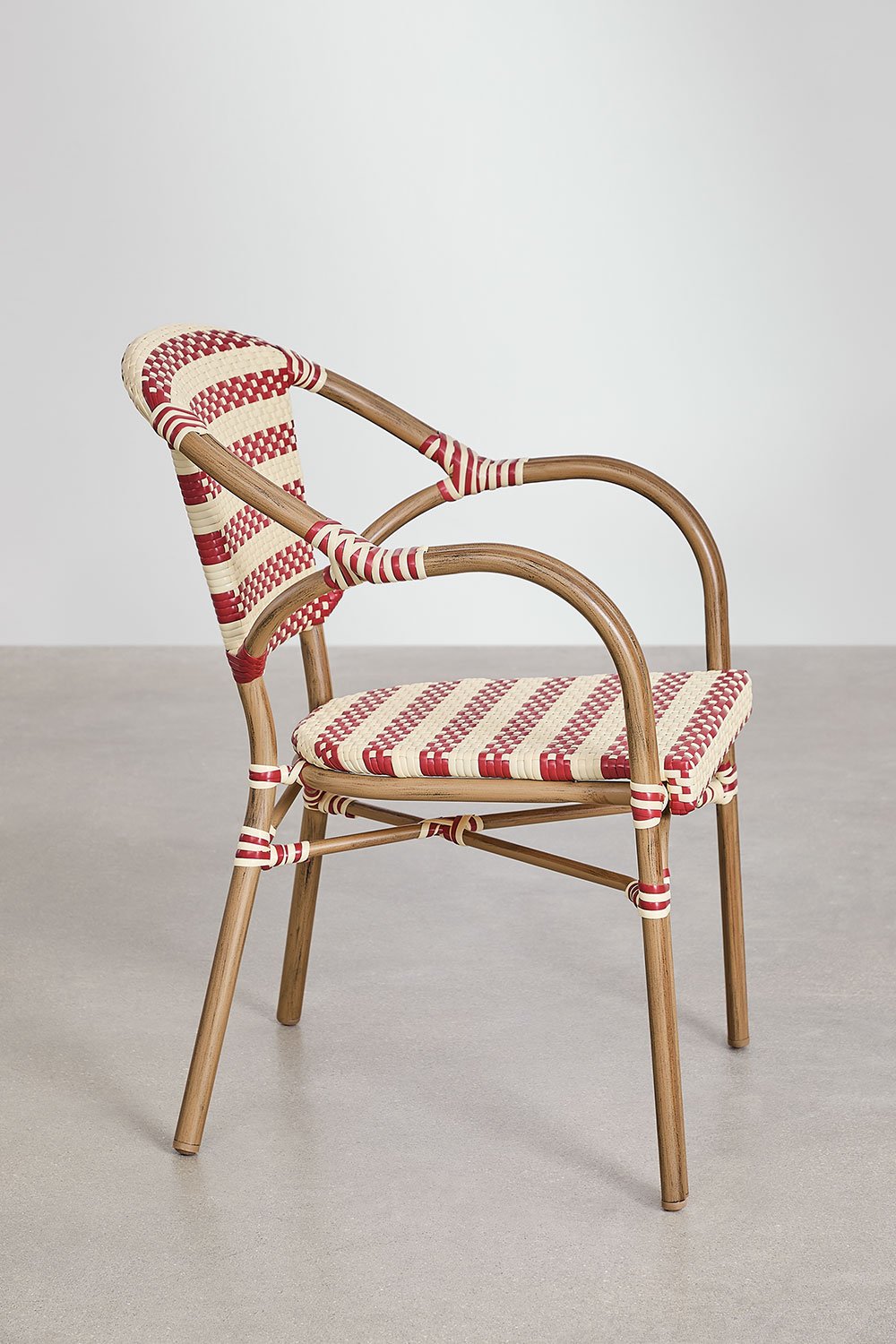 Conjunto de mesa redonda Ø80 cm Brielle Bistro e 4 cadeiras com braços em rattan sintético e alumínio Solange Bistro, imagem de galeria 7