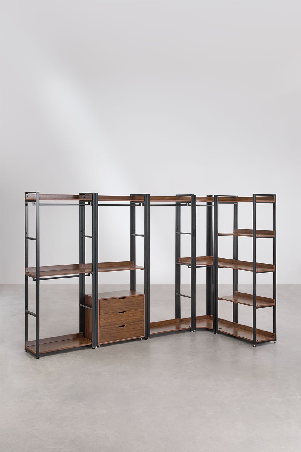 Armário Modular Aberto de Canto com 5 Peças em Aço e Madeira Ariaster, imagem de galeria 2