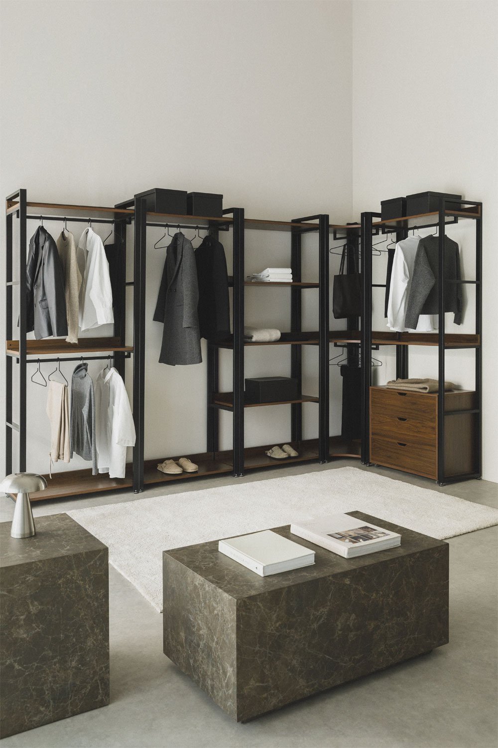 Armário Modular Aberto de Canto com 5 Peças em Aço e Madeira Ariaster, imagem de galeria 1