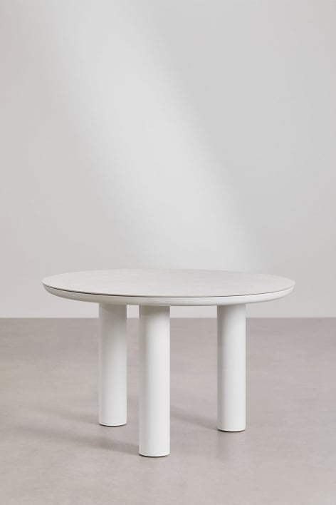 Mesa de jantar redonda Ø120 cm em cerâmica e alumínio Arken