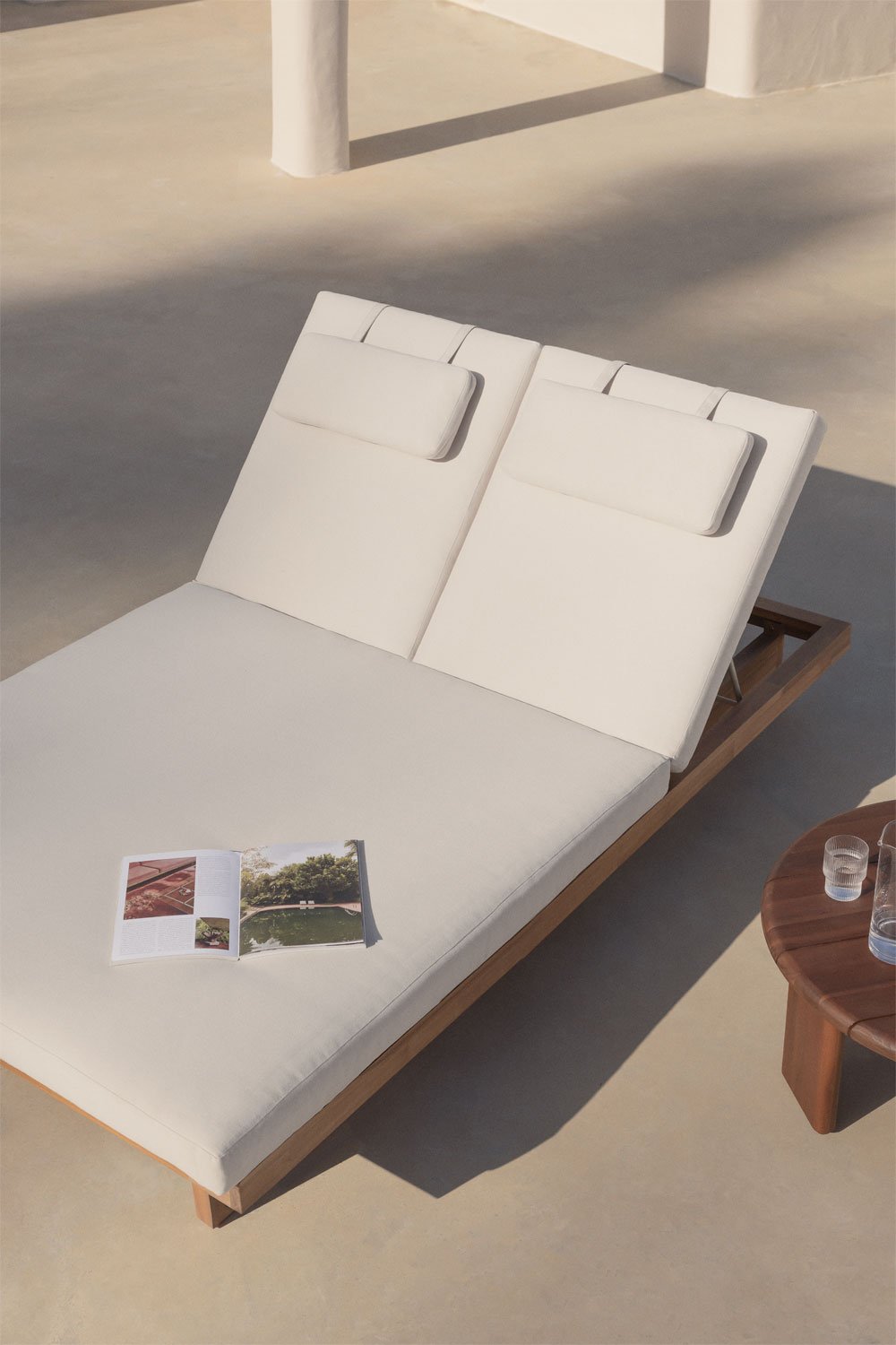 Dailin Acacia Wood Double Lounger Reclinável, imagem de galeria 1