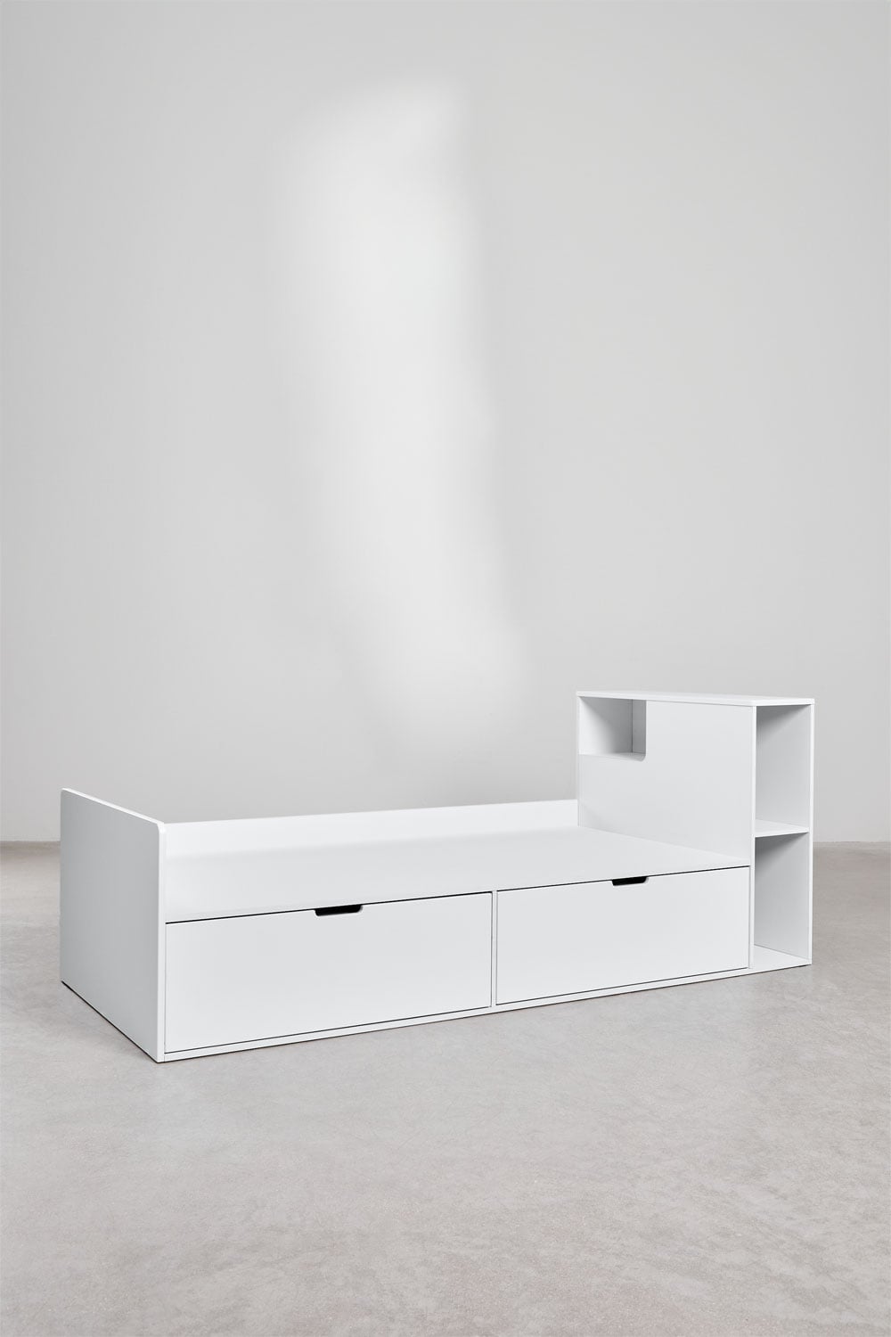 Cama para colchão 90x190cm com 2 gavetas e arrumação branca Janete, imagem de galeria 3