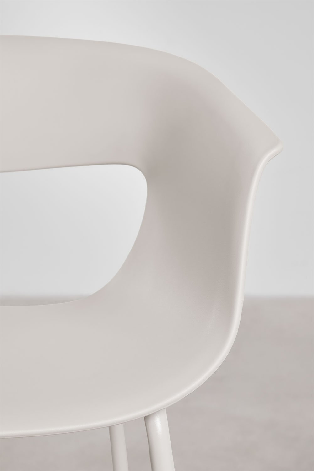 Conjunto de 4 bancos altos de jardim 75 cm em polipropileno e aço branco acinzentado Alanys, imagem de galeria 7