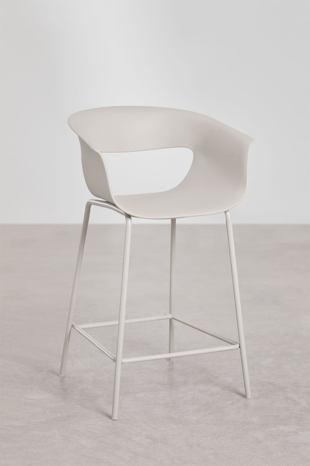 Pack de 2 bancos altos 65 cm em polipropileno e ferro branco acinzentado Alanys, imagem de galeria 1