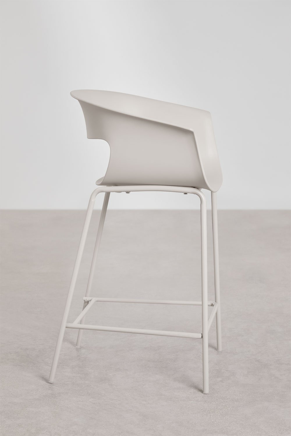 Pack de 2 bancos altos 65 cm em polipropileno e ferro branco acinzentado Alanys, imagem de galeria 2