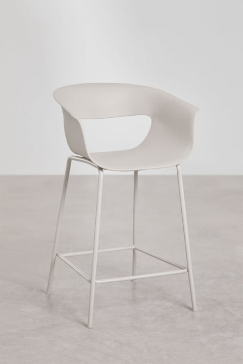 Pack de 4 bancos altos 65 cm em polipropileno e ferro branco acinzentado Alanys - Branco acinzentado