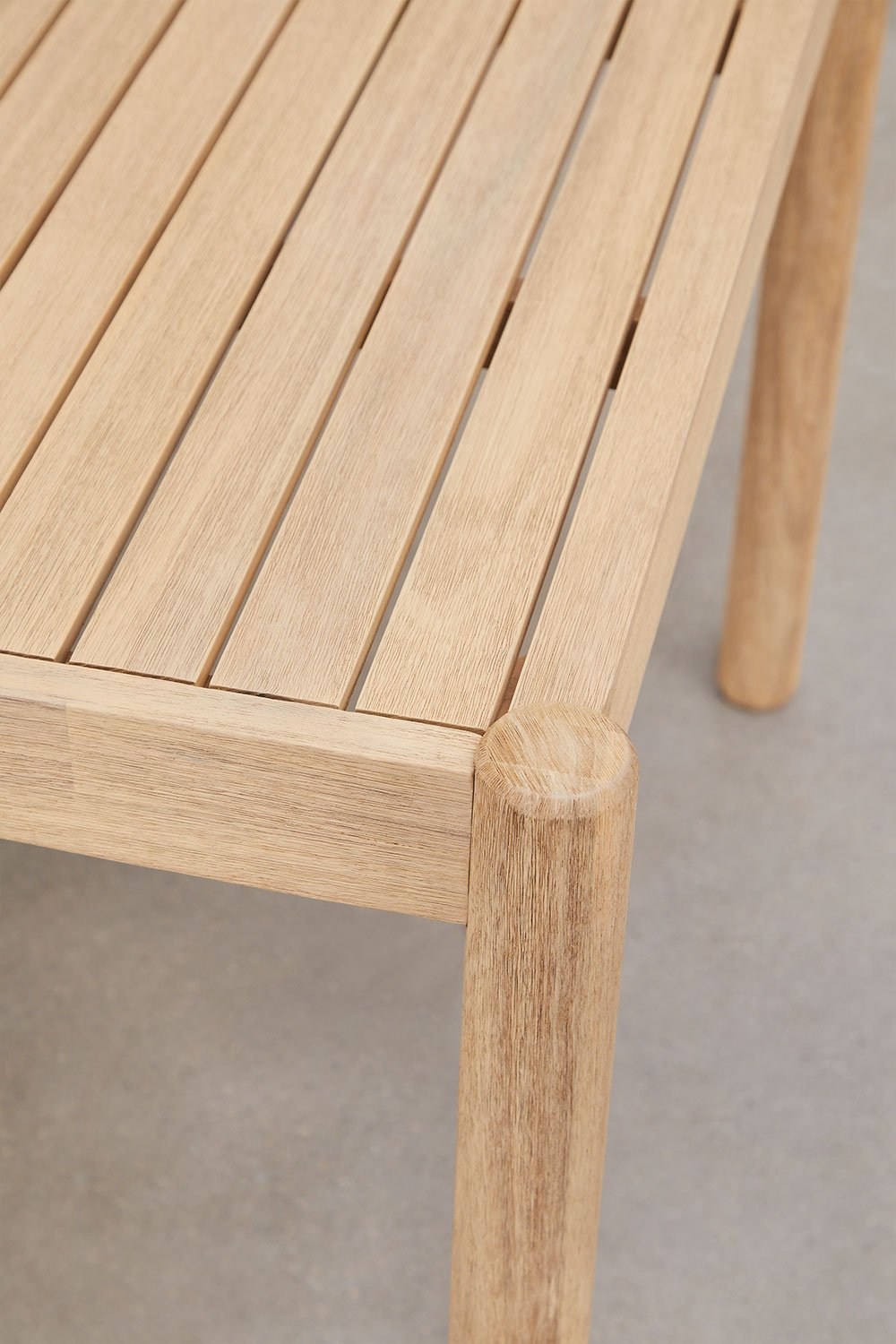 Conjunto de mesa retangular 220x100 cm e 8 cadeiras de jantar em madeira de acácia e corda trançada Karvia, imagem de galeria 5