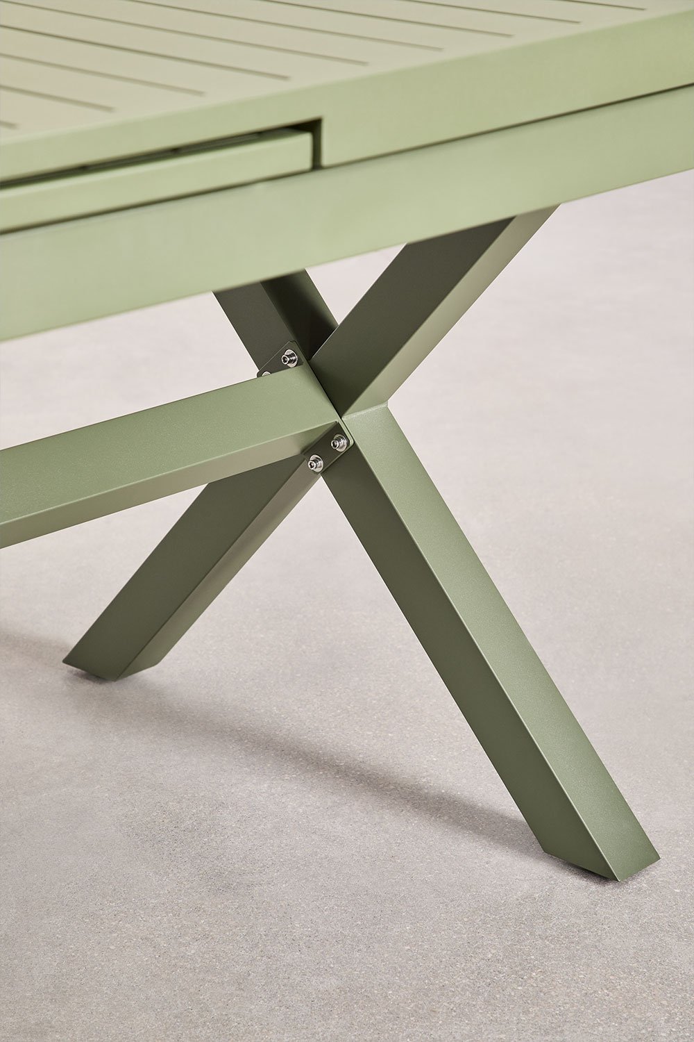 Conjunto de mesa extensível retangular 240-300x100 cm e 10 cadeiras de jardim empilháveis com apoios de braços em alumínio Karen, imagem de galeria 6