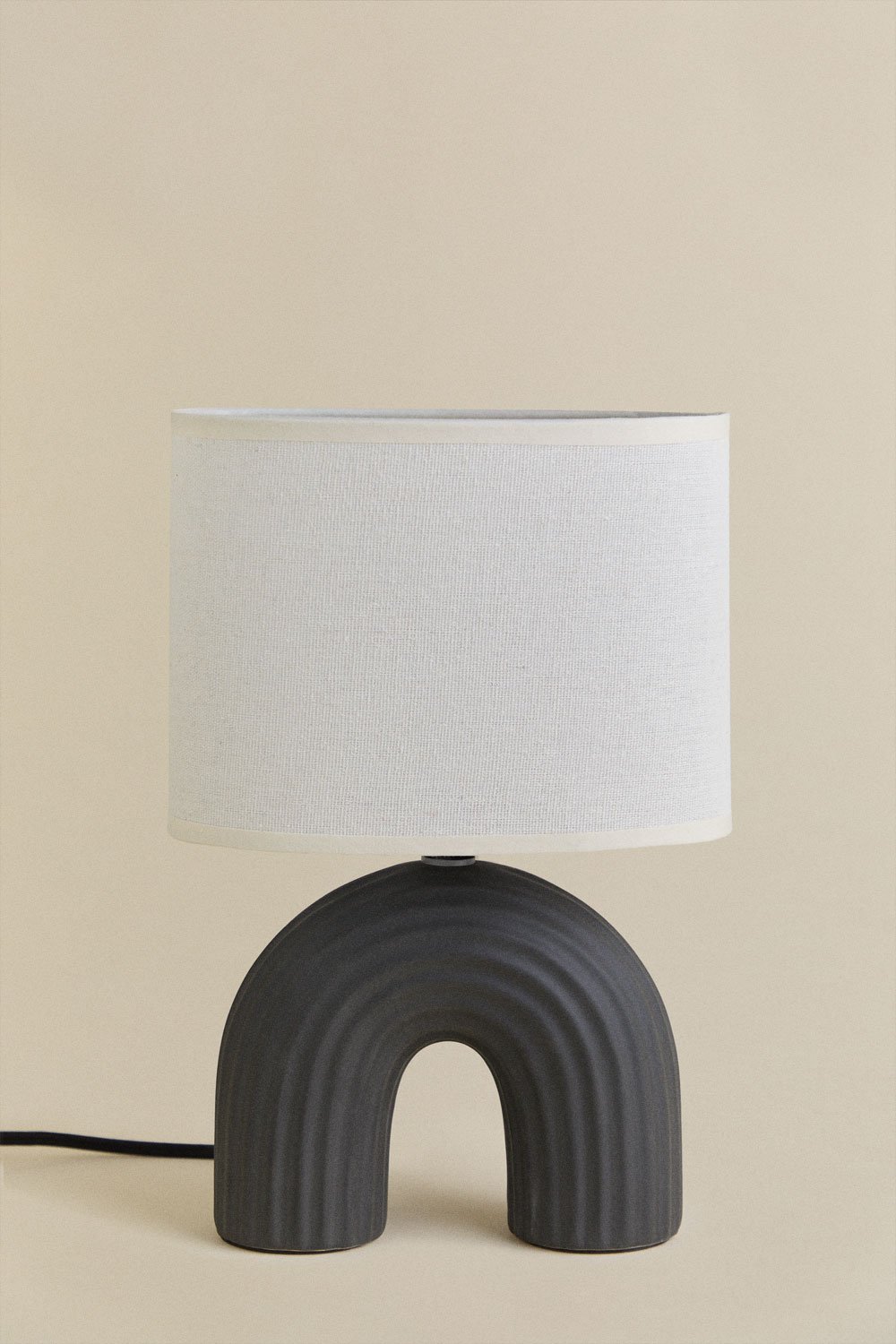 Candeeiro de mesa Soliva 30cm em cerâmica e linho, imagem de galeria 2