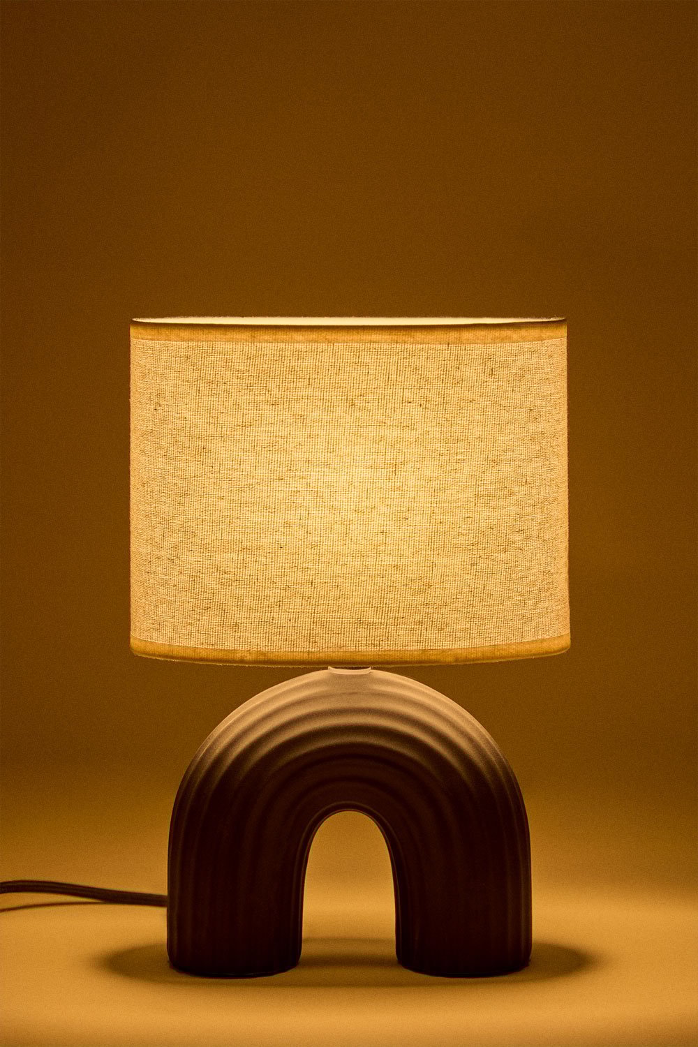 Candeeiro de mesa Soliva 30cm em cerâmica e linho, imagem de galeria 3