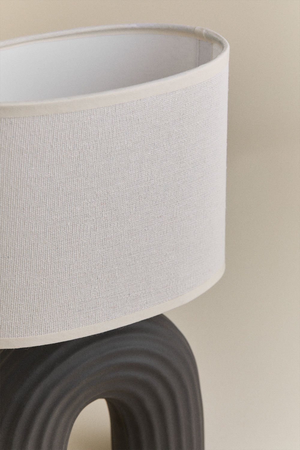 Candeeiro de mesa Soliva 30cm em cerâmica e linho, imagem de galeria 4